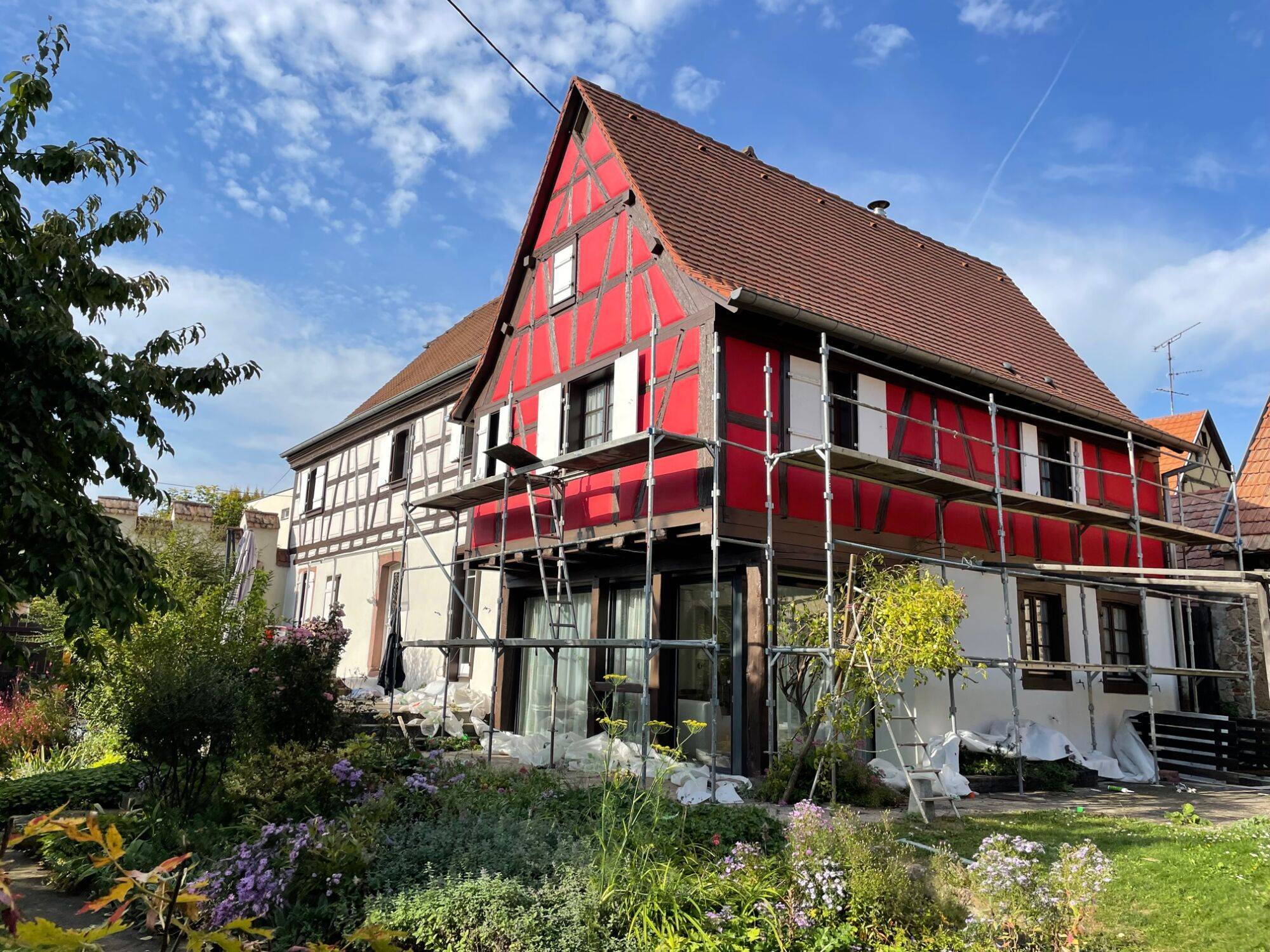 Façade alsacienne à Horbourg-Wihr près de Colmar Illzach
